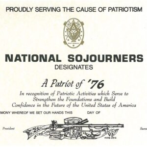 Patriot of ‘76 Certificate