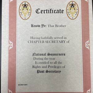 Past Secretary Certificate